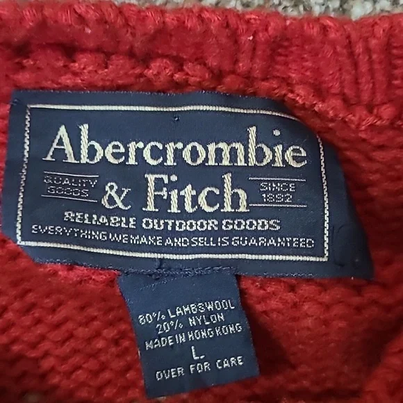 Vintage 90s y2k Abercrombie & Fitch lambswool chunky knit cozy Christmas sweater - Picture 4 of 5